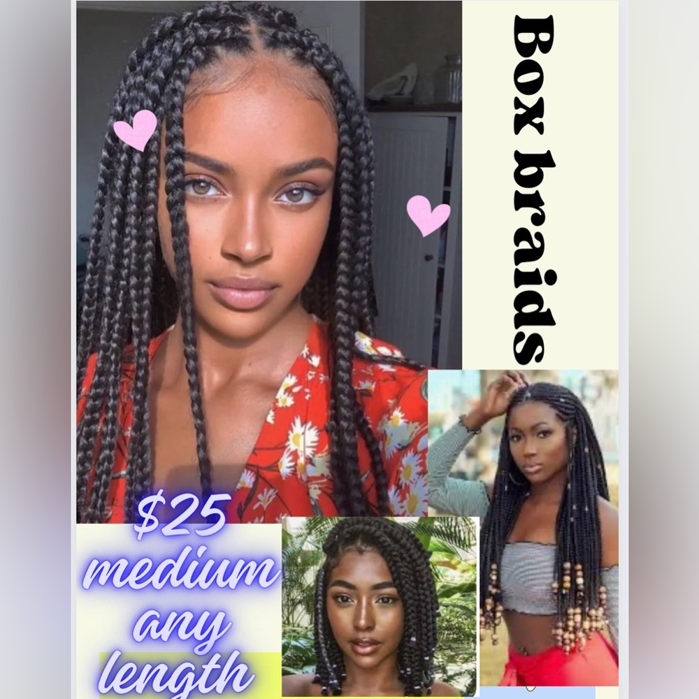 Medium to large Box braids, hair included